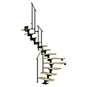 Dolle Mittelholmtreppe Cork (Breite: 75 cm, 1/2-gewendelt, Anthrazitgrau, Farbe Stufen: Ahorn Natur, Geschosshöhe: 222 cm - 270 cm) | BAUHAUS