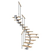 Dolle Mittelholmtreppe Cork (Breite: 79 cm, 1/2-gewendelt, Perlgrau, Farbe Stufen: Buche Natur, Geschosshöhe: 222 cm - 270 cm) | BAUHAUS