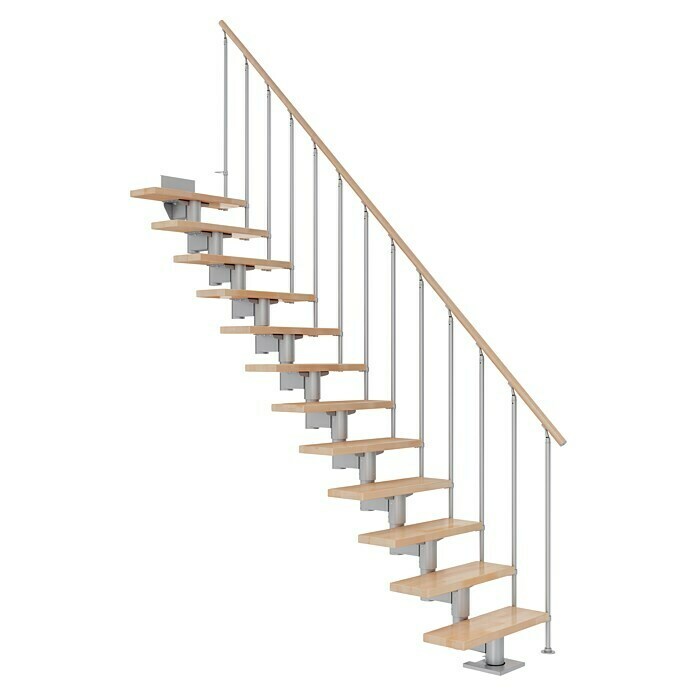 Dolle Mittelholmtreppe Cork (Breite: 79 cm, Gerade, Perlgrau, Farbe Stufen: Buche Natur, Geschosshöhe: 240 cm - 292 cm) | BAUHAUS