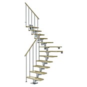 Dolle Mittelholmtreppe Cork (Breite: 79 cm, 1/4-gewendelt, Perlgrau, Farbe Stufen: Ahorn Natur, Geschosshöhe: 240 cm - 292 cm) | BAUHAUS