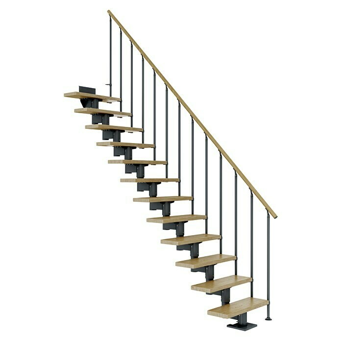 Dolle Mittelholmtreppe Cork (Breite: 79 cm, Gerade, Anthrazitgrau, Farbe Stufen: Eiche Natur, Geschosshöhe: 240 cm - 292 cm) | BAUHAUS