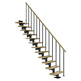 Dolle Mittelholmtreppe Cork (Breite: 79 cm, Gerade, Anthrazitgrau, Farbe Stufen: Eiche Natur, Geschosshöhe: 240 cm - 292 cm)