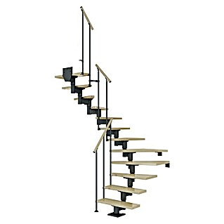 Dolle Mittelholmtreppe Cork (Breite: 79 cm, 1/2-gewendelt, Anthrazitgrau, Farbe Stufen: Ahorn Natur, Geschosshöhe: 222 cm - 270 cm)