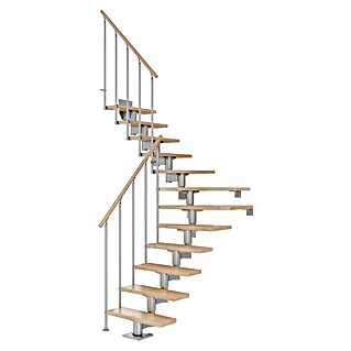 Dolle Mittelholmtreppe Cork (Breite: 79 cm, 1/4-gewendelt, Perlgrau, Farbe Stufen: Buche Natur, Geschosshöhe: 240 cm - 292 cm)