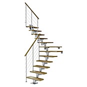 Dolle Mittelholmtreppe Cork (Breite: 75 cm, 1/4-gewendelt, Perlgrau, Farbe Stufen: Eiche Natur, Geschosshöhe: 222 cm - 270 cm) | BAUHAUS