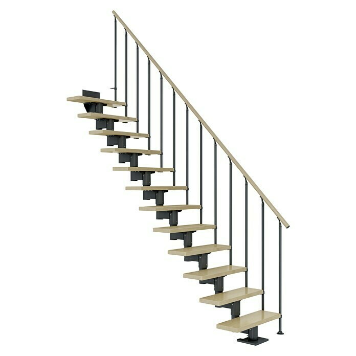 Dolle Mittelholmtreppe Cork (Breite: 79 cm, Gerade, Anthrazitgrau, Farbe Stufen: Ahorn Natur, Geschosshöhe: 222 cm - 270 cm) | BAUHAUS