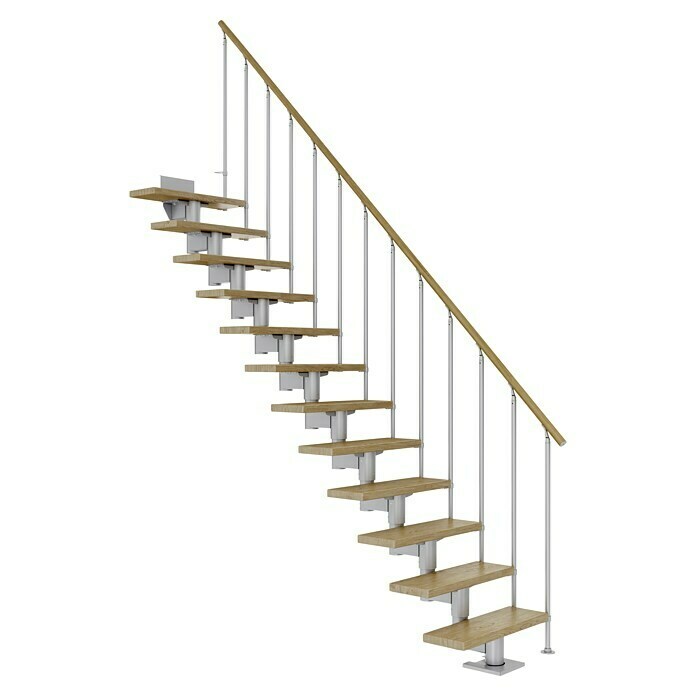 Dolle Mittelholmtreppe Cork (Breite: 79 cm, Gerade, Perlgrau, Farbe Stufen: Eiche Natur, Geschosshöhe: 222 cm - 270 cm) | BAUHAUS