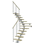 Dolle Mittelholmtreppe Cork (Breite: 75 cm, 1/4-gewendelt, Perlgrau, Farbe Stufen: Ahorn Natur, Geschosshöhe: 222 cm - 270 cm) | BAUHAUS