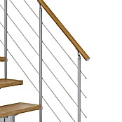 Dolle Mittelholmtreppe Cork (Breite: 75 cm, 1/2-gewendelt, Perlgrau, Farbe Stufen: Eiche Natur, Geschosshöhe: 222 cm - 270 cm) | BAUHAUS