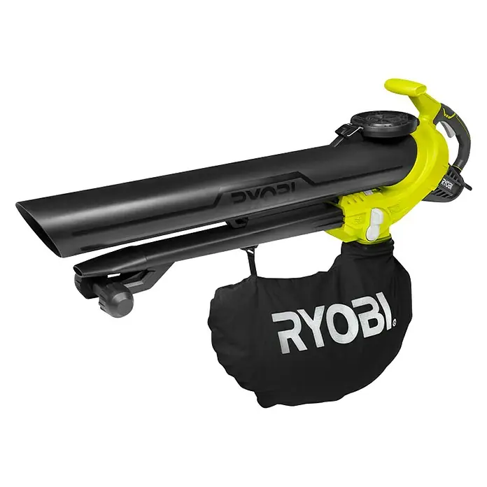 Ryobi Elektro-Laubsauger RBV3000CESV - 3.000 W, Blasgeschwindigkeit: 375 km/h, Blasleistung: 14 m³/min - Ryobi Laubbläser mit Staubsaugerfunktion und Auffangsack, ideal für die Gartenarbeit.