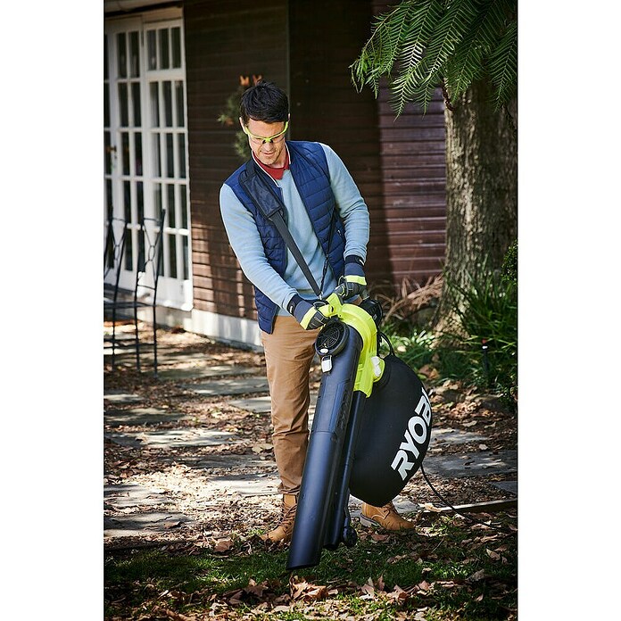 Ryobi Elektro-Laubsauger RBV3000CESV (3 000 W, Blasgeschwindigkeit: 375 km/h, Blasleistung: 14 m³/min) | BAUHAUS