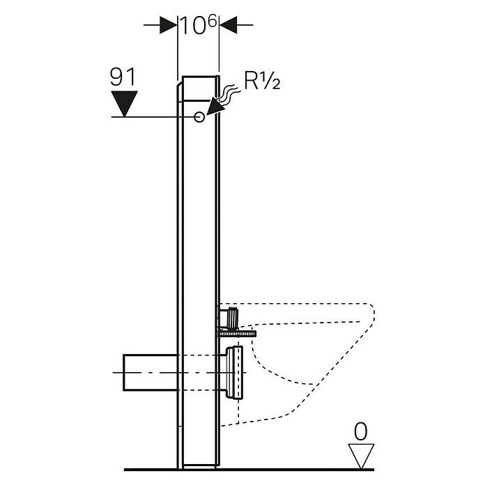 Geberit Sanitärmodul für Wand-WC Monolith (2-Mengen-Spülung, 10,6 x 48,2 x 101 cm, Weiß)