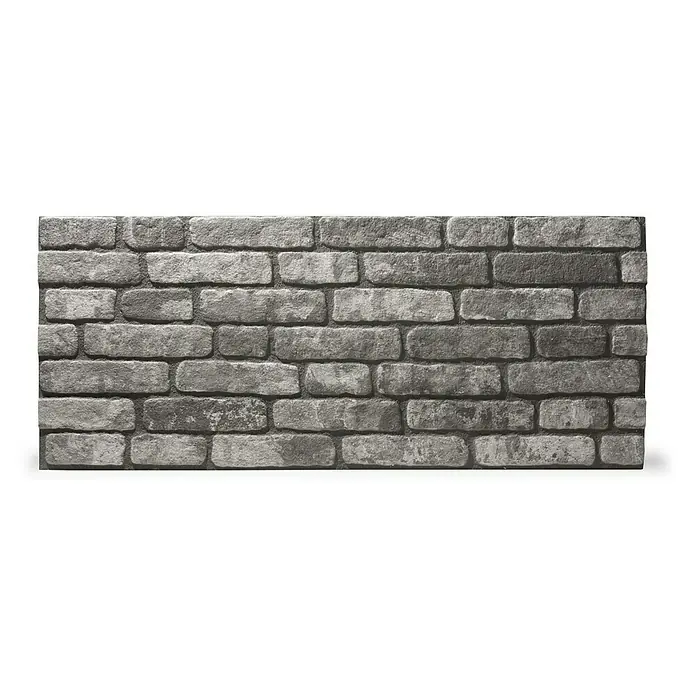 Panel de pared Loft - 2 ud., 120 x 50 cm, Antracita - Primer plano de un papel pintado de pared de piedra con un diseño de ladrillo realista, creando un ambiente rústico e industrial.