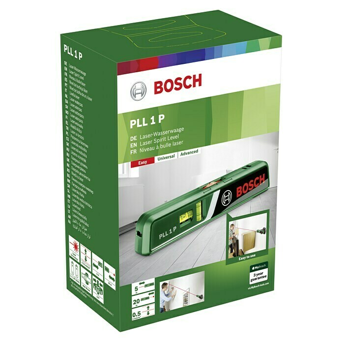 Bosch Laserwasserwage PLL 1 PMax. Arbeitsbereich: 5 m Diagonal View