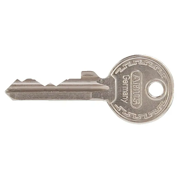 Abus Marine Candado T84MB/20 - An x Al: 22 x 34 mm, 1 ud., Latón - Una llave ABUS, fabricada en Alemania, con bordes dentados distintivos y un agujero para la fijación al llavero.
