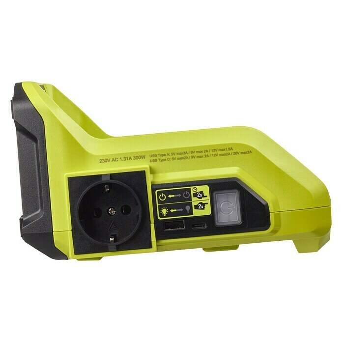 Ryobi Max Power Wechselrichter RY36BI300A-036 V, Ohne Akku, 300 W Right Side View