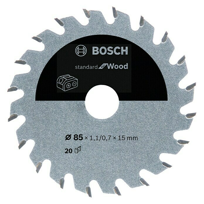Bosch Kreissägeblatt (Durchmesser: 85 mm, Bohrung: 15 mm, Anzahl Zähne: 20 Zähne)