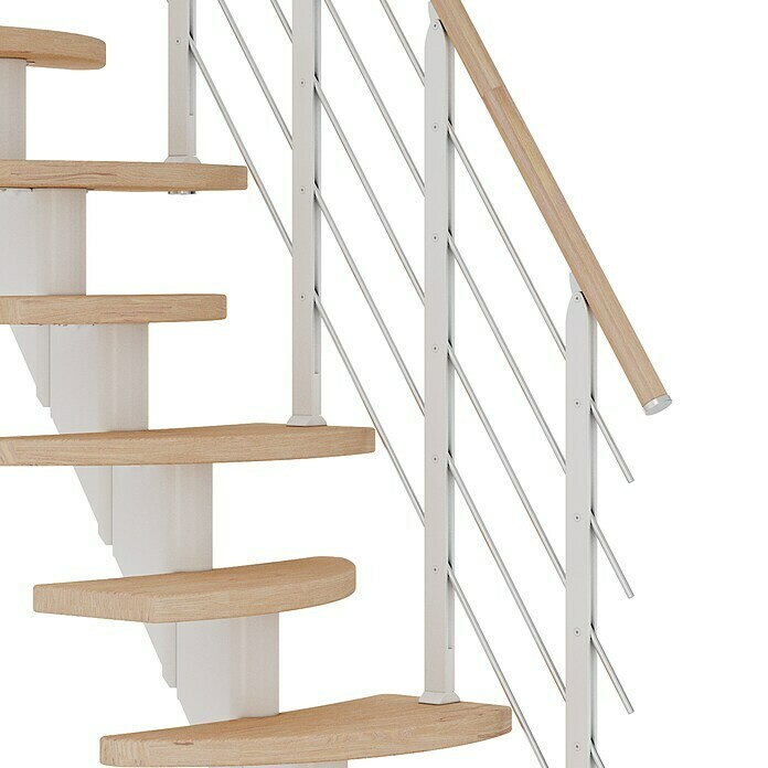 Dolle Mittelholmtreppe Berlin (Breite: 64 cm, Variabel, Weiß, Farbe Stufen: Eiche Weiß, Geschosshöhe: 222 cm - 270 cm) | BAUHAUS