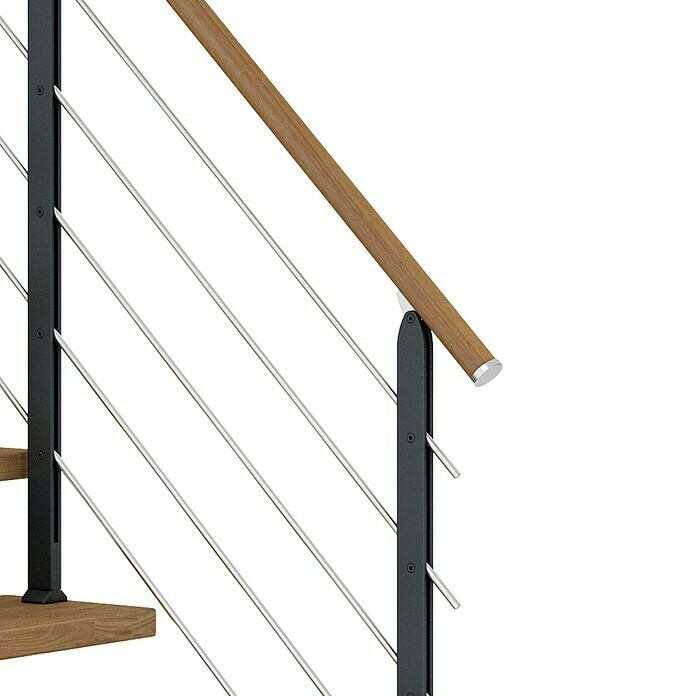 Dolle Mittelholmtreppe Hamburg (Breite: 85 cm, 1/4-gewendelt, Anthrazitgrau, Farbe Stufen: Eiche Natur, Geschosshöhe: 240 cm - 279 cm) | BAUHAUS