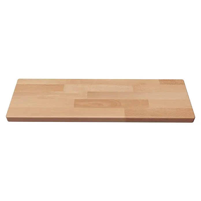Dolle Mittelholmtreppe Hamburg - Breite: 85 cm, Gerade, Perlgrau, Farbe Stufen: Buche Natur, Geschosshöhe: 240 cm - 279 cm - Eine rechteckige, helle Holzplatte mit abgerundeten Kanten, ideal als Tischplatte oder Schneidebrett.