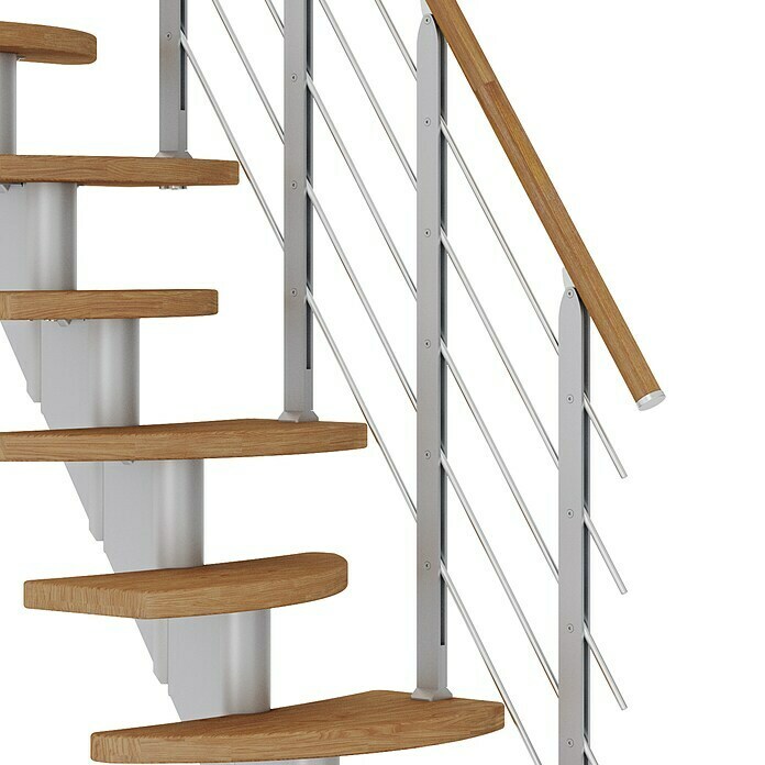 Dolle Mittelholmtreppe Berlin (Breite: 64 cm, Variabel, Perlgrau, Farbe Stufen: Eiche Natur, Geschosshöhe: 203 cm - 247 cm) | BAUHAUS