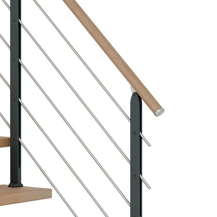 Dolle Mittelholmtreppe Hamburg (Breite: 85 cm, 1/4-gewendelt, Anthrazitgrau, Farbe Stufen: Buche Natur, Geschosshöhe: 259 cm - 301 cm) | BAUHAUS