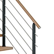 Dolle Mittelholmtreppe Hamburg (Breite: 75 cm, 1/4-gewendelt, Anthrazitgrau, Farbe Stufen: Buche Natur, Geschosshöhe: 278 cm - 322 cm) | BAUHAUS