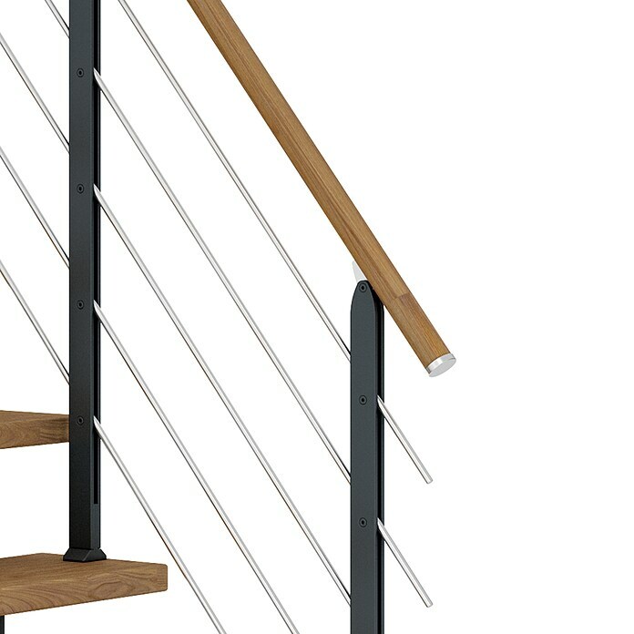 Dolle Mittelholmtreppe Frankfurt (Breite: 75 cm, Gerade, Anthrazitgrau, Farbe Stufen: Eiche Natur, Geschosshöhe: 240 cm - 279 cm) | BAUHAUS