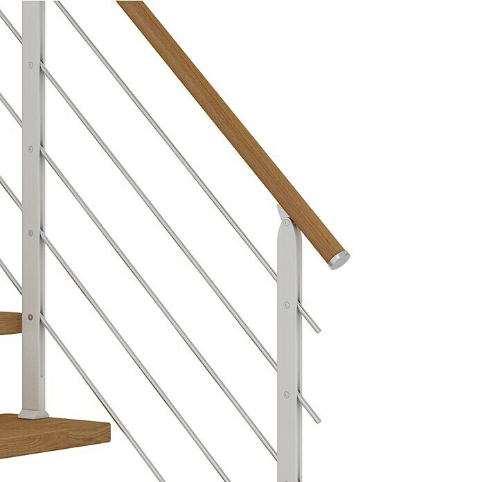 Dolle Mittelholmtreppe Hamburg (Breite: 85 cm, 1/2-gewendelt, Verkehrsweiß, Farbe Stufen: Eiche Natur, Geschosshöhe: 259 cm - 301 cm) | BAUHAUS