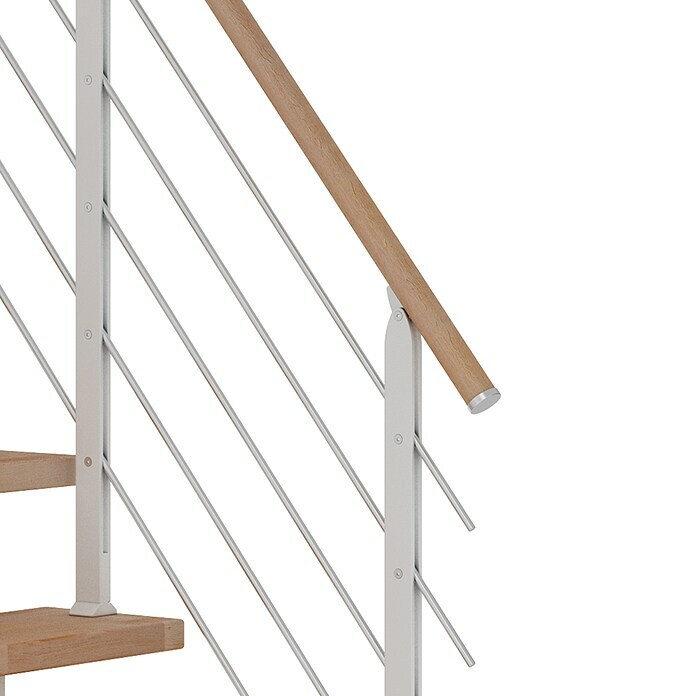 Dolle Mittelholmtreppe Frankfurt (Breite: 75 cm, 1/2-gewendelt, Verkehrsweiß, Farbe Stufen: Buche Natur, Geschosshöhe: 222 cm - 258 cm) | BAUHAUS