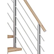 Dolle Mittelholmtreppe Frankfurt (Breite: 65 cm, 1/4-gewendelt, Perlgrau, Farbe Stufen: Eiche Weiß, Geschosshöhe: 222 cm - 258 cm) | BAUHAUS