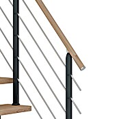 Dolle Mittelholmtreppe Frankfurt (Breite: 65 cm, 1/4-gewendelt, Anthrazitgrau, Farbe Stufen: Eiche Weiß, Geschosshöhe: 222 cm - 258 cm) | BAUHAUS