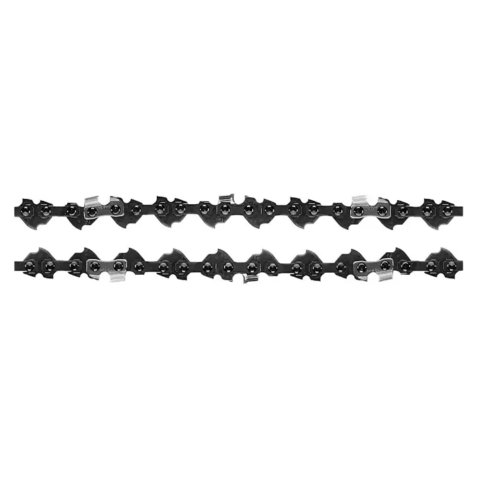 Ryobi Sägekette RAC262 - Passend für: Für Akku-Kettensäge 35 cm - Nahaufnahme einer Kettensägenkette, die Details der Schneidzähne und Verbindungen zeigt. Die Kette ist scharf und bereit für effiziente Sägearbeiten.