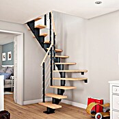 Dolle Mittelholmtreppe Frankfurt (Breite: 75 cm, 1/2-gewendelt, Anthrazitgrau, Farbe Stufen: Eiche Weiß, Geschosshöhe: 259 cm - 301 cm) | BAUHAUS