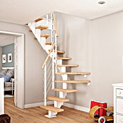 Dolle Mittelholmtreppe Frankfurt (Breite: 65 cm, 1/2-gewendelt, Verkehrsweiß, Farbe Stufen: Eiche Weiß, Geschosshöhe: 222 cm - 258 cm) | BAUHAUS