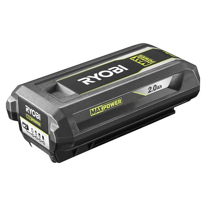 Ryobi Max Power Akku RY36B20B - 36 V, 2 Ah, Li-Ionen - Abbildung einer schwarzen RYOBI Max Power 2.0Ah Batterie, die für ihre hohe Leistung und Zuverlässigkeit bekannt ist.