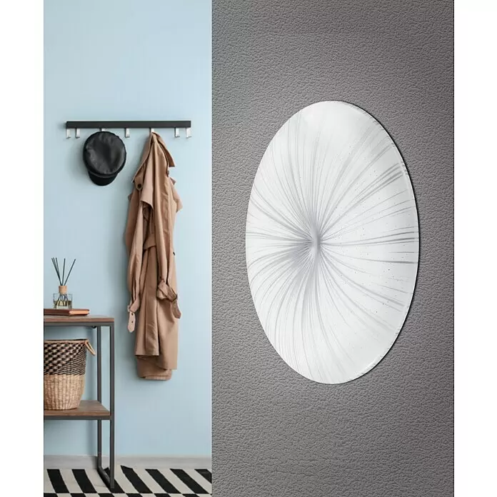 Eglo Plafón LED redondo Nieves - 10 W, Ø x Al: 31 x 6 cm, Blanco, Blanco cálido - Lámpara redonda blanca de techo/pared con patrón en espiral.