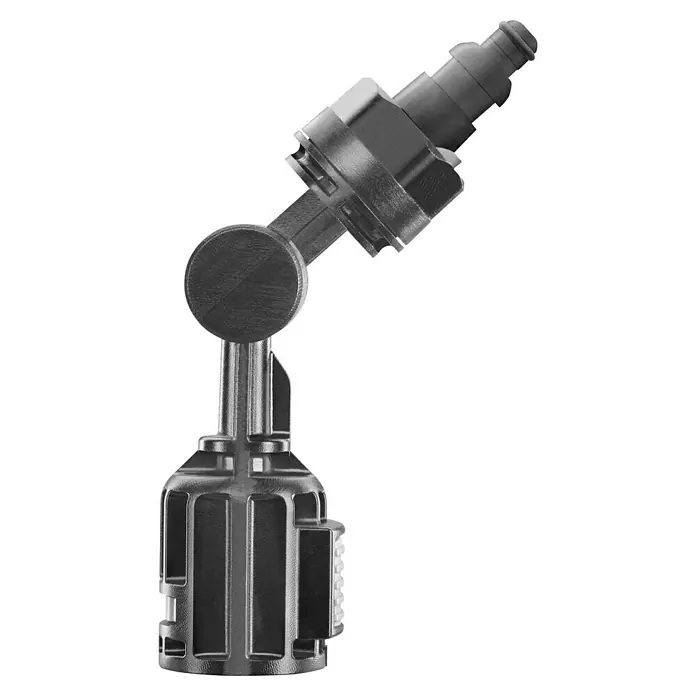 Ryobi ONE+ Winkeladapter RAC764 - Passend für: Ryobi EZClean-Reinigungsmaschinen - Produktansicht eines schwarzen, verstellbaren Mikrofonständers mit detaillierter Oberflächenstruktur vor schwarzem Hintergrund.