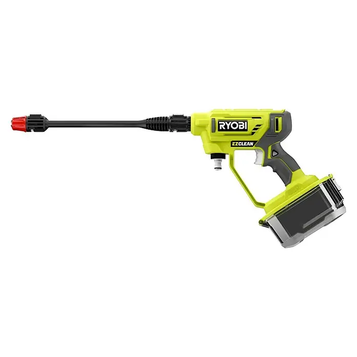 Ryobi ONE+ Druckreiniger Kaltverneblungsdüsen-Set RAC754 - Passend für: Alle Ryobi 18 V Mitteldruckreiniger - Akku-Druckreiniger von Ryobi, Modell EZClean, mit aufgesteckter Düse und Akku. Ideal für Reinigungsarbeiten im Außenbereich.