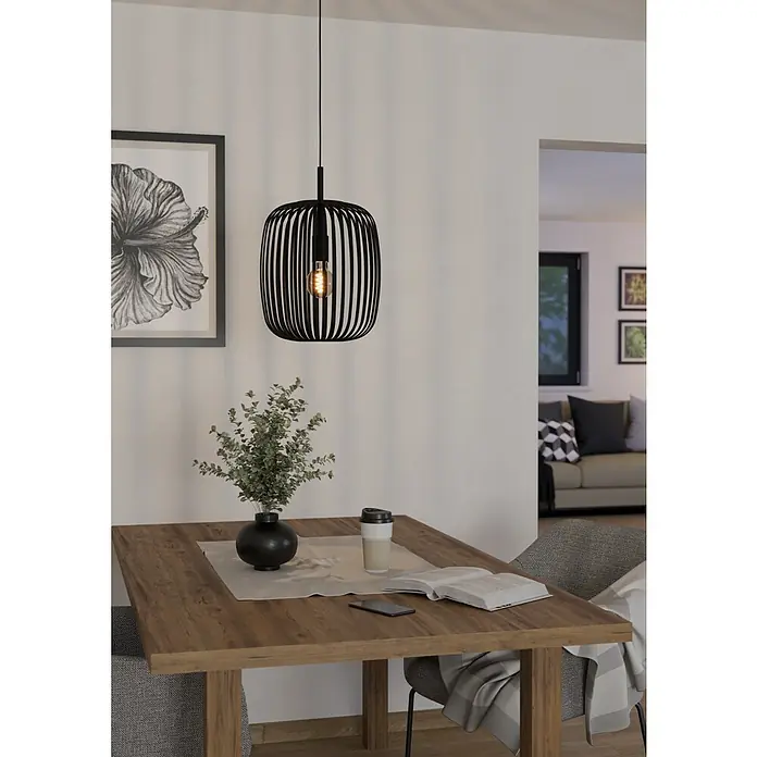Eglo Romazzina Pendelleuchte - 40 W, Schwarz, E27 - Die moderne Pendelleuchte mit ihrem auffälligen Design ist ein echter Hingucker über dem Esstisch und sorgt für stilvolle Beleuchtung.