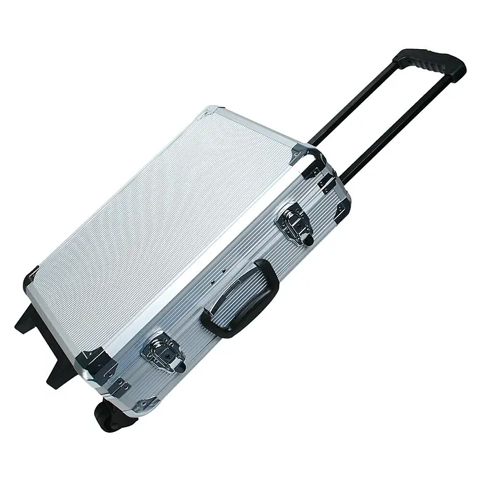 Brüder Mannesmann Werkzeugrollkoffer - L x B x H: 38 x 53 x 17 cm, 159 -tlg. - Silberfarbener Trolley-Koffer mit Teleskopgriff, ideal für unterwegs oder zur Aufbewahrung.