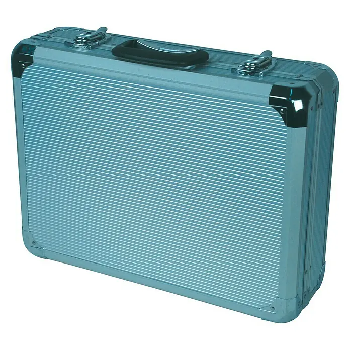 Brüder Mannesmann Werkzeugkoffer - L x B x H: 46 x 35 x 13,5 cm, 124 -tlg. - Silberner Werkzeugkoffer mit gerippter Oberfläche, ideal für die Aufbewahrung und den Transport von Werkzeugen.
