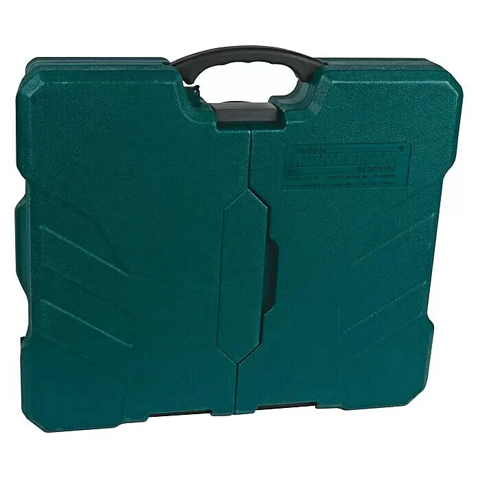 Brüder Mannesmann Maletín de herramientas Green Line - 89 pzs. - Caja de herramientas de plástico verde oscuro texturizado con asa negra.