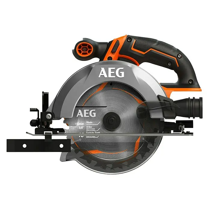 AEG Pro 18V Akku-Handkreissäge BKS18C2-0 - 18 V, Ohne Akku, Leerlaufdrehzahl: 3.700 U/min - Abbildung einer AEG Kreissäge, die sich ideal zum Schneiden von Holz eignet und eine präzise und saubere Schnittführung bietet.
