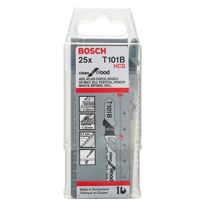 Bosch Hojas de sierra T 101 B (Madera blanda / Plásticos, 25 uds., Vástago en T)