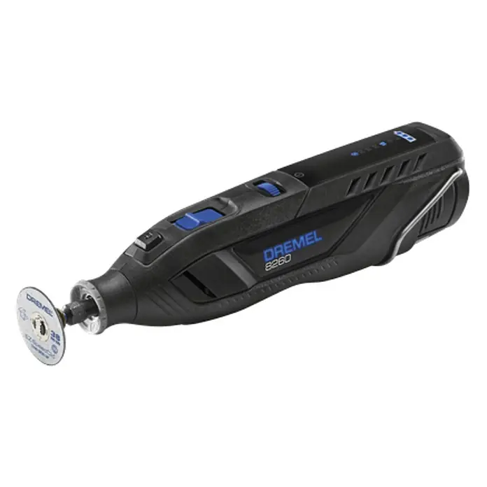Dremel Herramienta rotativa a batería 8260 - 12 V, 3 Ah, Número de revoluciones de marcha en vacío: 5.000 r.p.m. - 30.000 r.p.m. - La herramienta rotativa inalámbrica Dremel 8260, con un disco de corte para cortes precisos y aplicaciones versátiles.