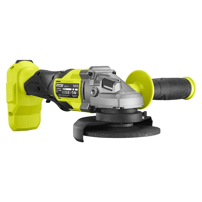 Ryobi ONE+HP Akku-Winkelschleifer RAG18X-0 Performance - Ohne Akku, Durchmesser Scheibe: 125 mm - Ryobi RAG18X Akku-Winkelschleifer mit gelbem Griff, ideal für Schleifarbeiten. Leistungsstark & kabellos, für flexible Anwendungen in Werkstatt & Baustelle.