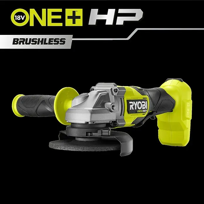 Ryobi ONE+HP Akku-Winkelschleifer RAG18X-0 Performance - Ohne Akku, Durchmesser Scheibe: 125 mm - Ryobi ONE+ HP 18V Akku-Winkelschleifer, bürstenlos, mit Zusatzhandgriff und Akku. Ideal zum Schleifen, Trennen und Entrosten.