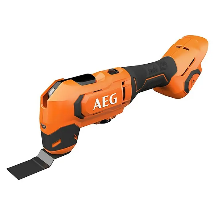AEG Pro 18V Akku-Multifunktionswerkzeug BMT18-0 - 18 V, Ohne Akku, Leerlaufschwingzahl: 10.000 /min - 20.000 /min - AEG Akku-Multifunktionswerkzeug mit orangefarbenem Gehäuse und schwarzem Griff für präzise Schneid- und Schleifarbeiten.