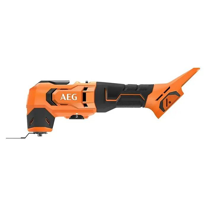 AEG Pro 18V Akku-Multifunktionswerkzeug BMT18-0 - 18 V, Ohne Akku, Leerlaufschwingzahl: 10.000 /min - 20.000 /min - Oszillierendes Elektrowerkzeug von AEG in Orange und Schwarz. Das Werkzeug verfügt über einen variablen Geschwindigkeitsregler.